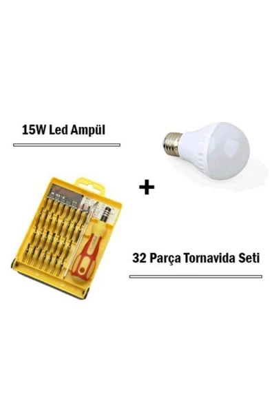 Pazariz 15w Led Ampul + 32 Parça Tornavida Seti ürün görseli 1