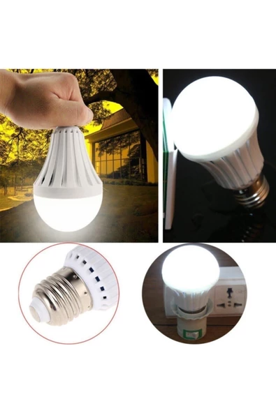 Pazariz 9 Watt Şarjlı Led Ampul Seyyar Askı Aparatlı Ampul 4 Adet - 2