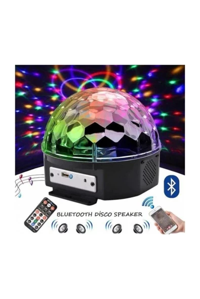 Pazariz Bluetoothlu Led Küre Kristal Disko Topu Dönen Renkli Hoparlör Led - Resim 2