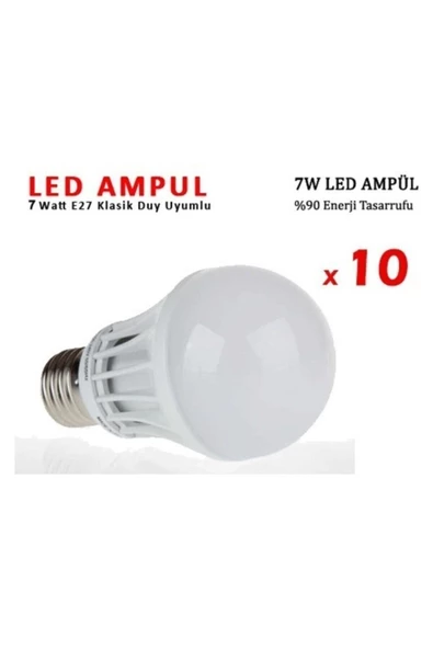 Pazariz 7w Enerji Tasarruflu Led Ampul ( 10 Adet )