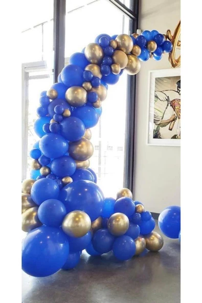 Pazariz Krom Beyaz Altın Ve Pastel Mavi Balon Zinciri100 Adet ürün görseli