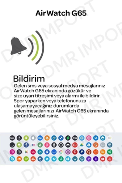 Pazariz G65l Akıllı Saat Suya Dayanıklı Ateş - Nabız Ölçer Çok Fonksiyonlu Ios ve Android Uyumlu - Resim 3