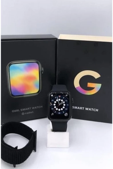 Pazariz G68l Smart Watch 6s Akıllı Saat Yan Tuşlar Aktif Uygulama – Çift Kordon Siyah - 2