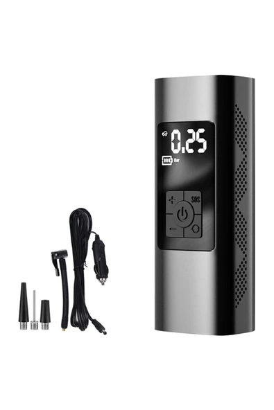 Pazariz Araç Lastik Hava Pompası Şarjlı akıllı kablosuz taşınabilir Dijital Led Göstergeli - 3