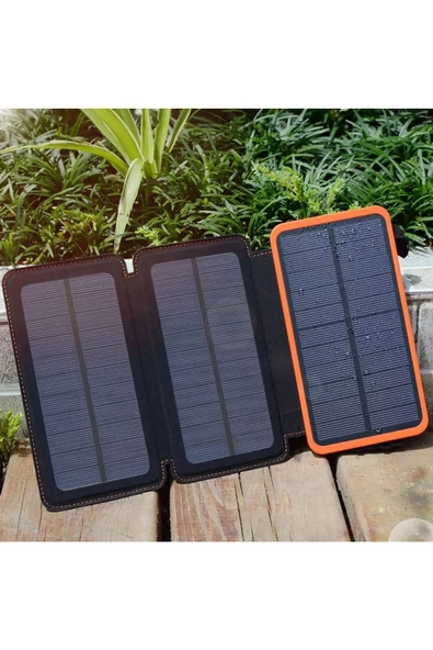 Pazariz 20000 mAh Güneş Enerjili Solar Powerbank 4 Güneş Paneli Katlanır USB Telefon Şarj Cihazı