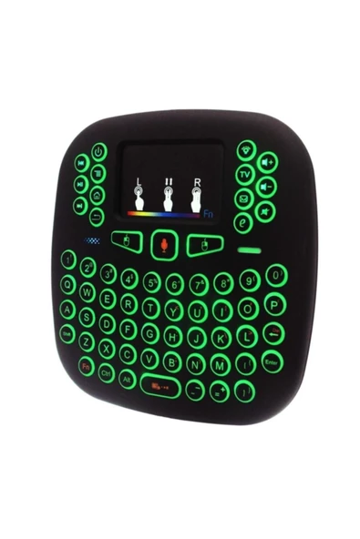 Pazariz 2.4ghz I18 Mini  Uyumlu  Kablosuz Touch Pad Işıklı Klavye - Resim 3