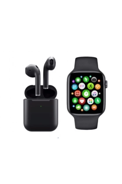 Pazariz Akıllı Saat T500 ve  12 Kablosuz Kulaklık Siyah - Resim 2