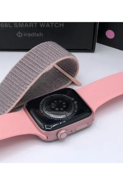 Pazariz G68l Smart Watch 6s Akıllı Saat Yan Tuşlar Aktif Uygulama – Çift Kordon Pembe - 3