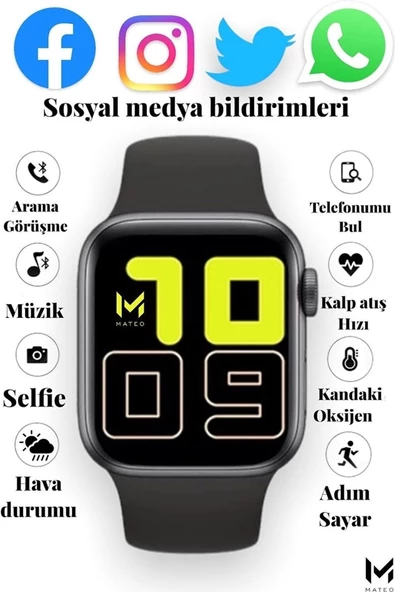 Pazariz Akıllı Saat L800 Dokunmatik Ekran Bluetooth Ve Yan Ekran Tuşlu Çok Özellikli siyah - 2