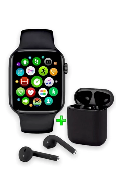 Pazariz Akıllı Saat L800 + Aırpods I12 Kablosuz Kulaklık Ikili Siyah Set Uyumlu ürün görseli 1