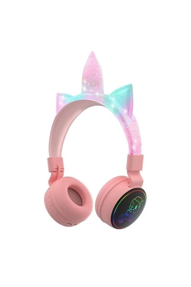 Pazariz Yeni Nesil Kablosuz Sevimli Unicorn Kız Çocuk Kulaklığı Wirelles Bluetooth Headphone