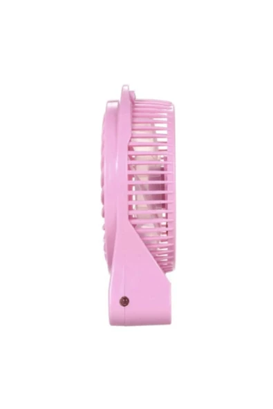 Pazariz Taşınabilir 3 Kademeli Usb Girişli Şarjlı + Pil Hediyeli Mini Masaüstü El Fanlı Vantilatör -pembe - 2