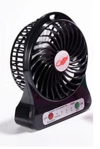 Pazariz Şarjlı Mini Vantilatör Masa Üstü 3 Kademeli Usb Mini Fan Siyah - Resim 2