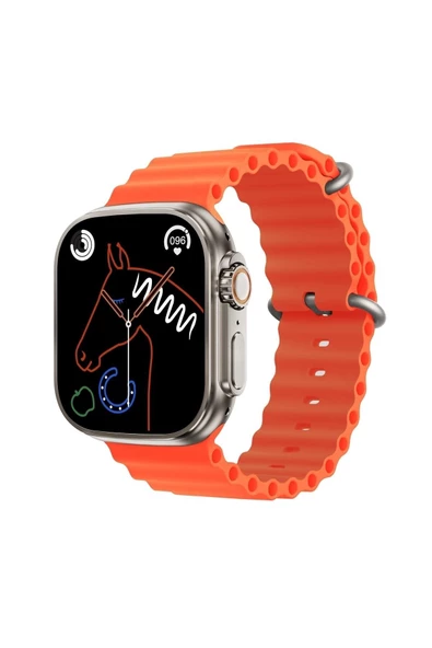 Pazariz Gs8 Watch 8 Ultra Akıllı Saat Türkçe Siri Özellikli Watch 2.02 Inc Turuncu - Resim 3