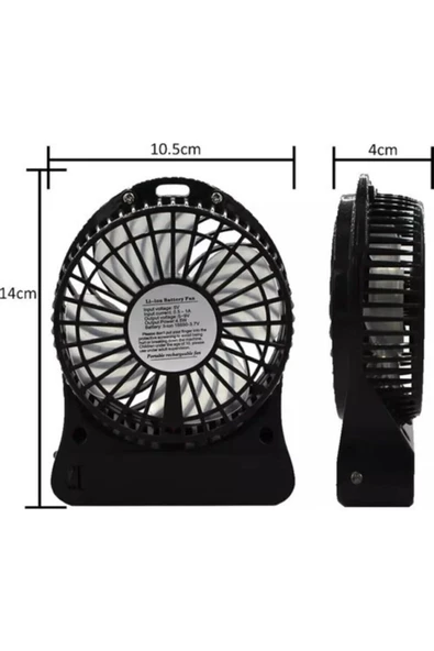 Pazariz Pilli Şarjlı On/off Tuşlu Usb Vantilatör (pvc Kasa) Uyumlu - Resim 2