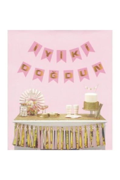 Pazariz İyiki Doğdun Pembe Altın Banner Yazı ürün görseli