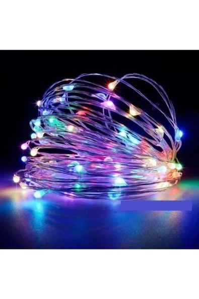 Pazariz 5 mt Peri Rgb 50 Led Pilli Parti Yılbaşı Ağaç Dekoratif Aydınlatma Lambası Animasyonlu Süsleme