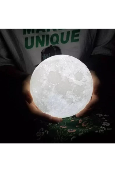 Pazariz 3d Ahşap Standlı Ay Gece Lambası Dekoratif Küre Led - Resim 3