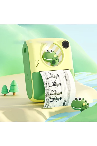 Pazariz Anlık Termal Yazıcılı Dijital Çocuk Kamerası 2.0 İnç HD Instant Photo Printer Camera Yeşil - 2