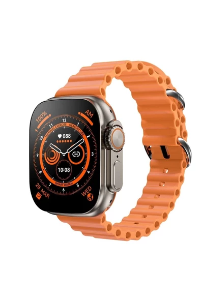 Pazariz Gs8 Watch 8 Ultra Akıllı Saat Türkçe Siri Özellikli Watch 2.02 Inc Turuncu - Resim 2