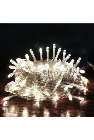 Pazariz Beyaz Renk 100 Ampüllü 10 Metre Pirinç Işık Işık Yılbaşı Işık Dekoratif Lambalar ürün görseli 1