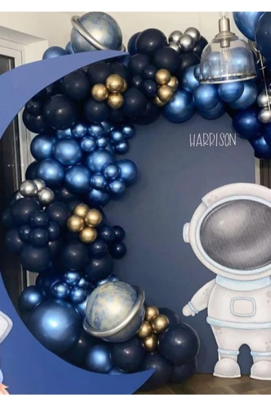 Pazariz Krom Gold Gümüş Mavi Ve Gece Mavisi Balon Zinciri 100 Adet ürün görseli