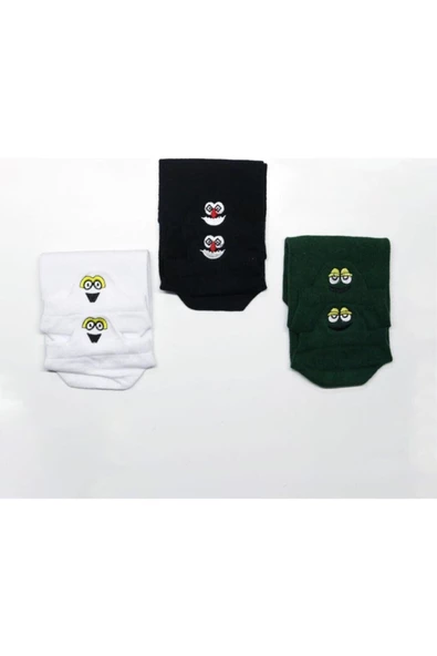 Pazariz 6'lı Çılgın Emoji Nakış Işlemeli Çorap Seti - 1 - Resim 2