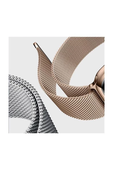 Pazariz Apple Watch Uyumluhasır 38mm / 40mm Milanese Kordon Rose Gold - Resim 2