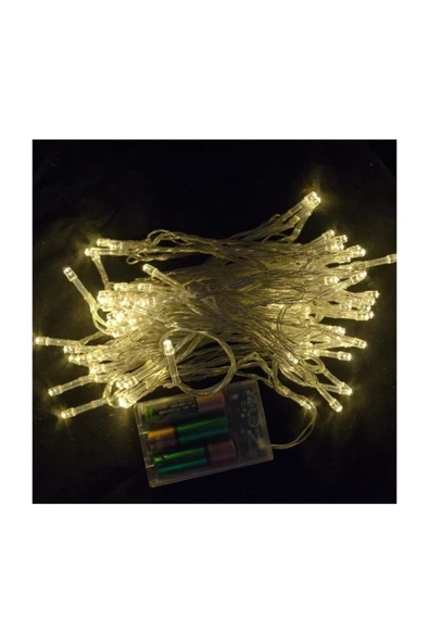 Pazariz 10mt Peri Beyaz 100 Led Pilli Noel Parti Yılbaşı Ağaç Dekor Aydınlatma Lamba Animasyonlu Süsleme ürün görseli 1