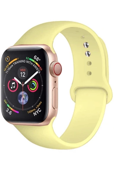 Pazariz Apple Watch Uyumlu38mm 40mm 41mm 1/2/3/4/5/6/se/7/8 Spor Silikon Kordon Limon Sarısı ürün görseli 1