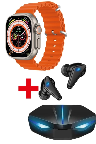 Pazariz Gs8 Watch 8 Ultra Akıllı Saat Turuncu Watch K55 Oyuncu Bluetooth Kulaklık Hediye - 1