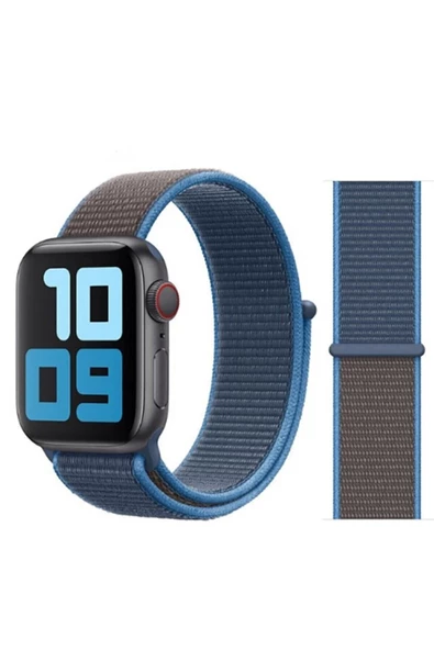 Pazariz Apple Watch Uyumlu Seri 2/3/4/5/6/7/8 44mm Hasır Kordon/kayış Surf Blue ürün görseli 1
