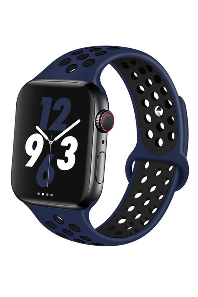 Pazariz Watch Uyumlu Silikon Kordon Kayış Seri 1 | 2 | 3 | 4 | 5 - 38mm/40mm - Lacivert Siyah ürün görseli 1