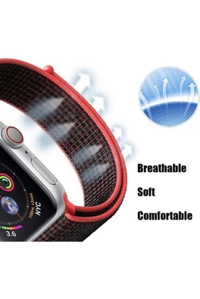 Pazariz Apple Watch Uyumlu Series Hasır Kordon 42/44mm - Resim 2