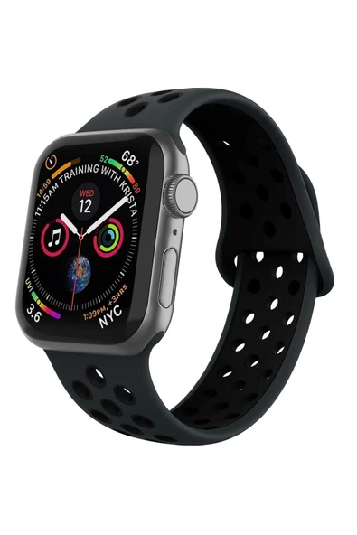 Pazariz Gri Siyah Watch Uyumlu Uyumlu Silikon Kordon Iwatch Uyumlu Uyumlu Kayış Seri - 42mm/44mm ürün görseli 1