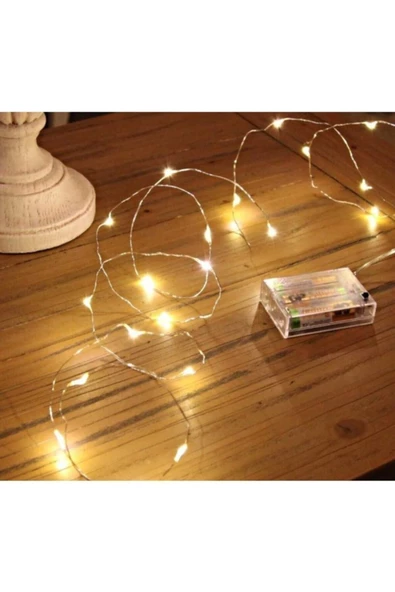 Pazariz 10mt Peri Günışığı 100 Led Pilli Noel Parti Yılbaşı Ağaç Dekor Aydınlatma Lamba Animasyonlu Süsleme - 3