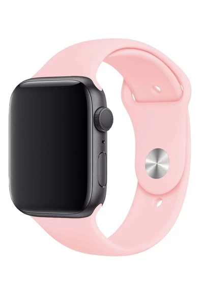 Pazariz Apple Watch Uyumlu 3 4 5 6 7 8 Se Delikli 42 44 45mm Kordon Kayış Bileklik Klasik Silikon - Resim 2