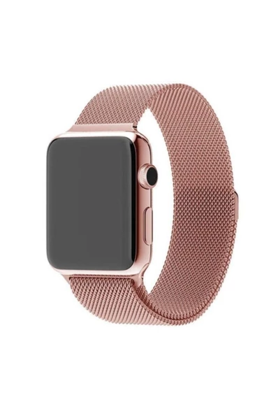 Pazariz Apple Watch Uyumlu Hasır 38mm / 40mm Metal Kordon Rose Gold