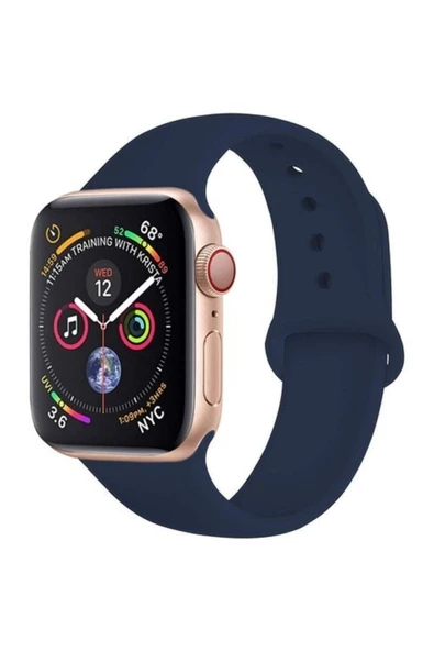 Pazariz Apple Watch Uyumlu 38 - 40 Mm Spor Kordon Silikon Kayış Lacivert ürün görseli 1