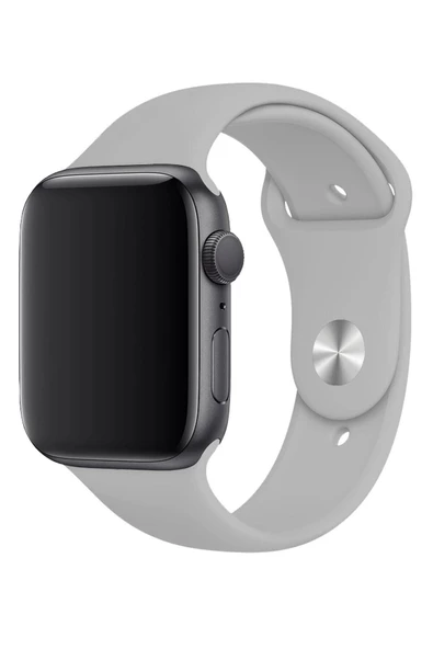 Pazariz Apple Watch Uyumlu 3 4 5 6 7 8 Se Delikli 42 44 45mm Kordon Kayış Bileklik Klasik Silikon - Resim 3