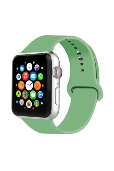 Pazariz Yeşil Apple Watch Uyumlu Kordon 2 3 4 5 Uyumlu Seri 42 Mm Ve 44 Mm Silikon Kordon Kayış ürün görseli 1