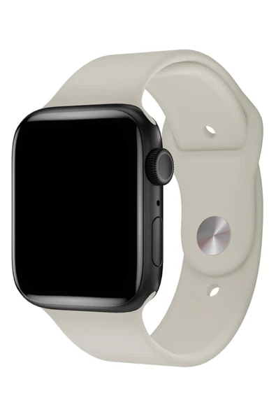Pazariz Apple Watch Uyumlu 3 4 5 6 7 8 Se Delikli 42 44 45mm Kordon Kayış Bileklik Klasik Silikon - Resim 2