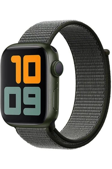 Pazariz Apple Watch Uyumlu8 45mm Kordon Hasırlı Kumaş Haki ürün görseli 1