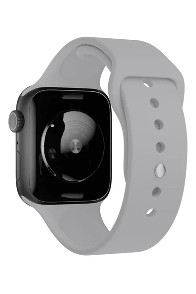 Pazariz Apple Watch Uyumlu 3 4 5 6 7 8 Se Delikli 42 44 45mm Kordon Kayış Bileklik Klasik Silikon - Resim 3