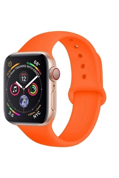 Pazariz Apple Watch Uyumlu 38 - 40 Mm Spor Kordon Silikon Kayış Turuncu ürün görseli 1