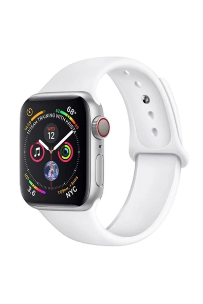 Pazariz Apple Watch Uyumlu 42 44 Mm Silikon Kordon Beyaz ürün görseli 1
