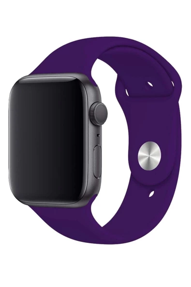 Pazariz Apple Watch Uyumlu 3 4 5 6 7 8 Se Delikli 42 44 45mm Kordon Kayış Bileklik Klasik Silikon - Resim 2