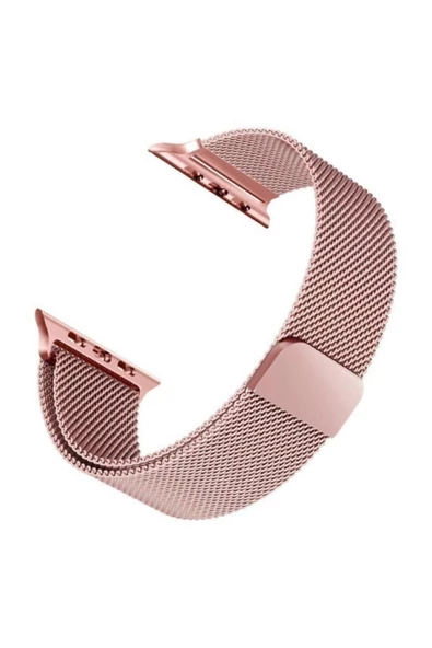 Pazariz Apple Watch Uyumlu Hasır 38mm / 40mm Milanese Kordon Rose Gold