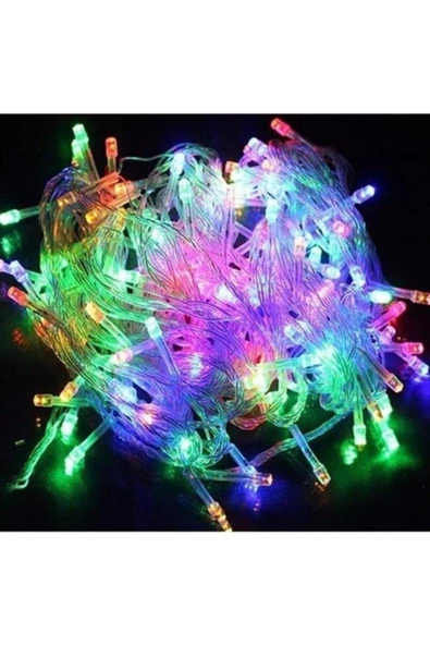 Pazariz 10mt Rgb 100 Led Fişli Noel Parti Yılbaşı Ağaç Dekoratif Aydınlatma Lambası Animasyonlu Süsleme