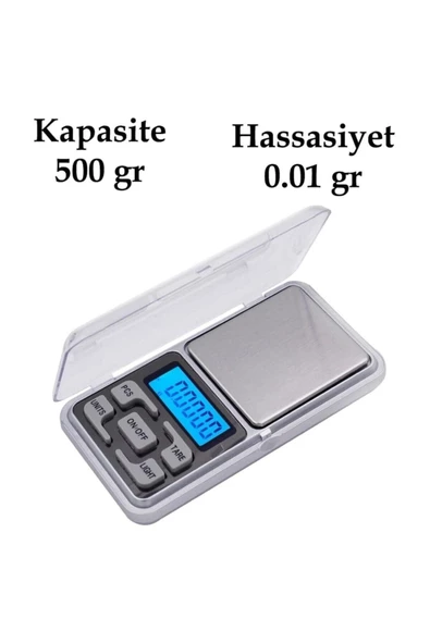 Pazariz Vegetii Digital Lcd Hassas Elektronik Kuyumcu Cep Terazi Tartı 500 Gr 0.1 Gr ürün görseli
